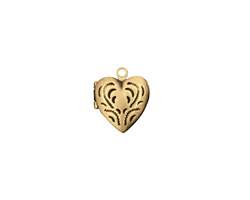 Antique Brass (plated) Tiny Pressed Heart Heirloom Locket 13x15mm