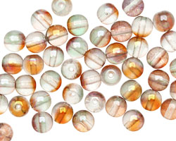 Czech Glass Luster Pink/Crystal Round 6mm