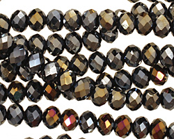 Metallic Peacock Hematite Crystal Faceted Rondelle 6mm