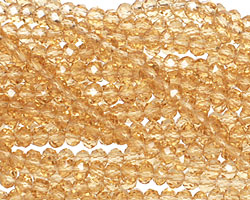 Light Topaz Crystal Faceted Rondelle 3mm