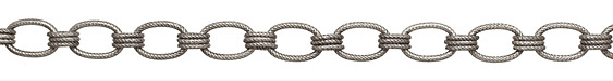 Antique Silver (plated) Large Etched Single Triple Cable Chain