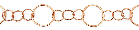 Handmade Copper Roped & Flat Ring Chain
