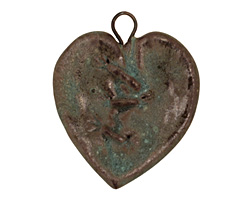 Gaea Ceramic Cerulean Chocolate Fixed Heart Pendant 29x33mm