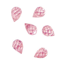 Pink Peony Faceted Teardrop 6x9mm