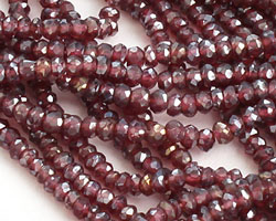 Mystic Garnet Faceted Rondelle 3-4mm