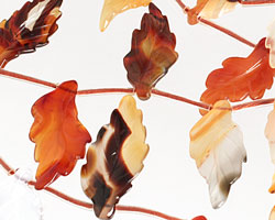 Carnelian (natural) Carved Ridged Leaf 15-17x30-35mm