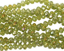Olivine AB Crystal Faceted Rondelle 4mm