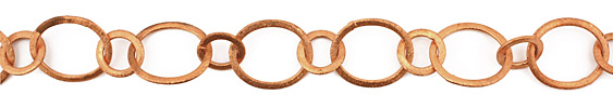 Handmade Copper Brushed Oval & Ring Chain
