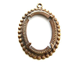 Vintaj Natural Brass Beaded Edge Setting 18x25mm