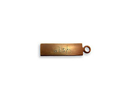 Vintaj Natural Brass "Wish" Rectangle Charm 21x5mm