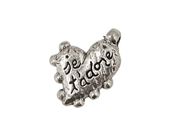 Green Girl Pewter Je T'adore Heart Pendant 18x24mm