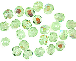 Czech Fire Polished Glass Peridot AB Round 6mm