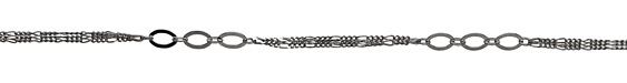 Gunmetal (plated) Triple Figaro with Flat Horse Eye Chain