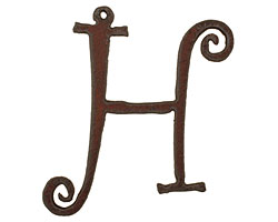 The Lipstick Ranch Rusted Iron Letter H Pendant 47x61mm