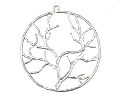 Ezel Findings Rhodium (plated) Circle Tree Branch Pendant 38x42mm