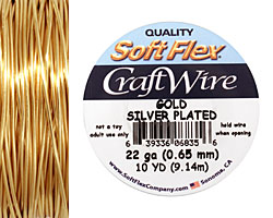 Soft Flex Silver Plated Gold Craft Wire 22 gauge, 10 yards