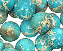 Ocean Blue Impression Jasper Round 14mm