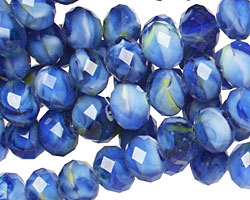 Cobalt Swirl Crystal Faceted Rondelle 8mm