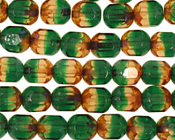Czech Glass Evergreen Faceted Barrel 8x7mm