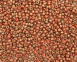 TOHO Gilded Marble Orange Round 11/0 Seed Bead