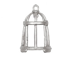 Ezel Findings Rhodium (plated) Bird Cage Pendant 16x31mm