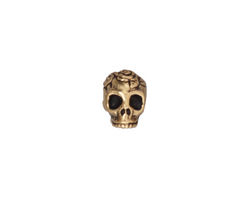 TierraCast Antique Gold (plated) Rose Skull Bead 10x7mm