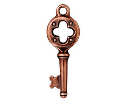TierraCast Antique Copper (plated) Quatrefoil Key Charm 11x32mm