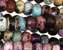 Graffiti Agate Faceted Rondelle 5x8mm