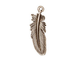 TierraCast Antique Silver (plated) Large Feather Charm 10x29mm