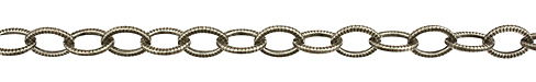 Antique Silver (plated) Large Flat Oval Etched Cable Chain