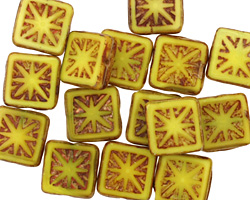 Czech Glass Sunshine Picasso Flower Window Square 10mm