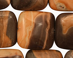 Brown Snakeskin Jasper Puff Square 20mm
