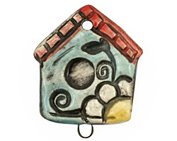 Jangles Ceramic Bird House Pendant 28x36mm