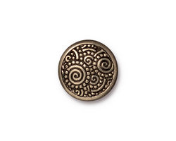 TierraCast Antique Brass (plated) Spirals Snap Cap 15mm