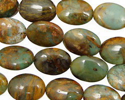 Copper Green Opal Flat Oval 14x10mm