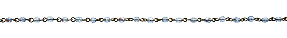 Czech Fire Polished Light Sapphire AB Faceted Oval Gunmetal (plated) Bead Chain