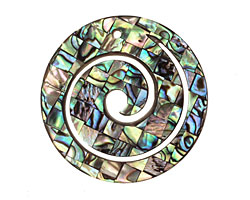 Abalone Spiral Pendant 40mm