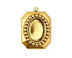 Stampt Antique Gold (plated) Nouveau Beaded Frame Oval Setting 10x14mm