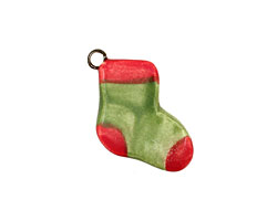 Jangles Ceramic Green Stocking Charm 15x17mm