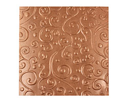 Lillypilly Antique Scrolling Vine Embossed Patina Copper Sheet 3"x3", 36 gauge