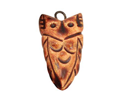 Earthenwood Studio Ceramic Rusty Small Owl Charm 17x31mm