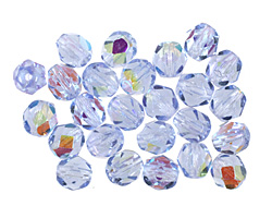 Czech Fire Polished Glass Light Sapphire AB Round 6mm