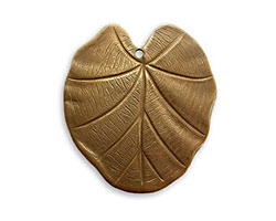 Vintaj Natural Brass Nouveau Leaf Pendant 28x31mm