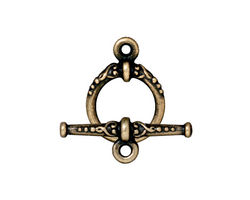 TierraCast Antique Brass (plated) Heirloom Toggle Clasp 20x15mm, 24mm bar