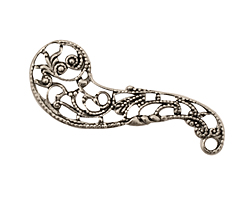 Stampt Antique Pewter (plated) Paisley Filigree 14x39mm