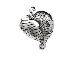 Saki Sterling Silver Leaf Toggle Clasp 43x32mm, 20mm bar