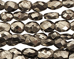 Golden Pyrite (silver tone) Irregular Faceted Flat Oval 10-11x7-8mm