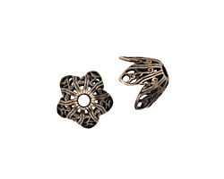Stampt Antique Pewter (plated) Tulip Bead Cap 11x8mm