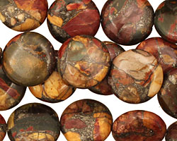 Red Creek Jasper w/ Pyrite Puff Coin 14mm