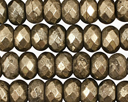 Golden Pyrite (silver tone) Faceted Rondelle 6x10mm